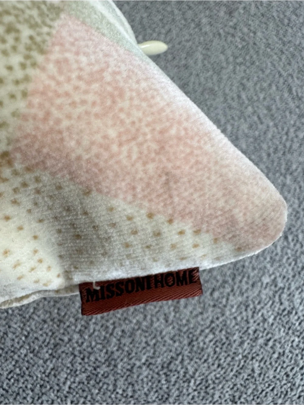 Missoni Home Pastel Plaid Velour Down Accent Pillow in Pink, Green & Beige
